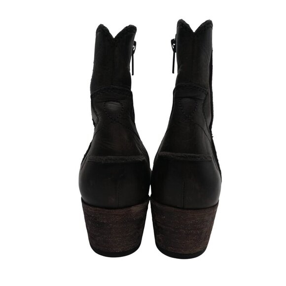 Frye Ray Seam Brown Distressed Leather Western Heeled Ankle Boots Womens 7.5 - Picture 8 of 12